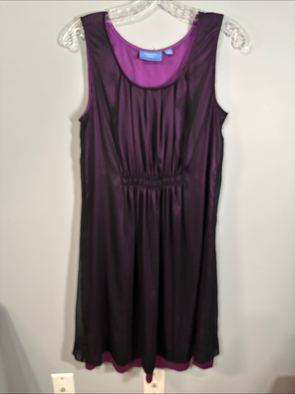 SimplyVera Vera wang dress women’s size small purple two-tone sheer‎ overlay